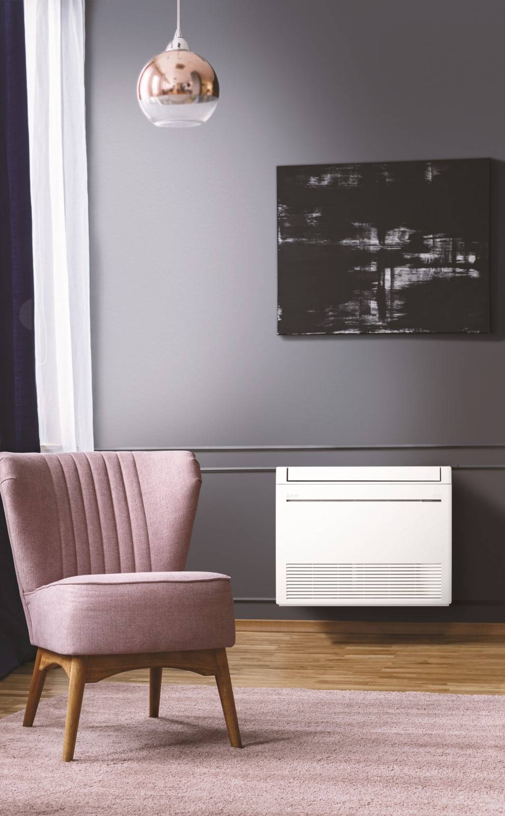 Climatisation console Mitsubishi Electric dans un salon proche de Molsheim